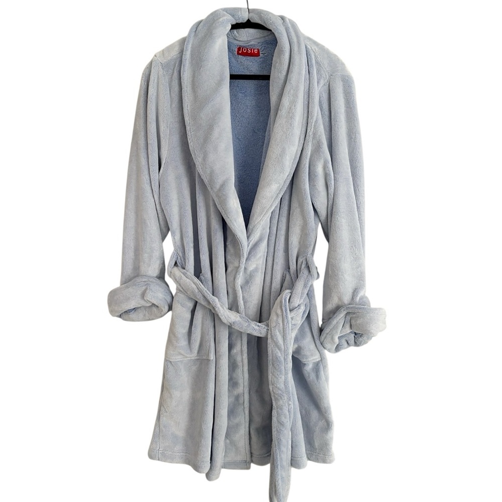 NATORI Josie Baby Blue Short Fluffy Robe Size XL NWT